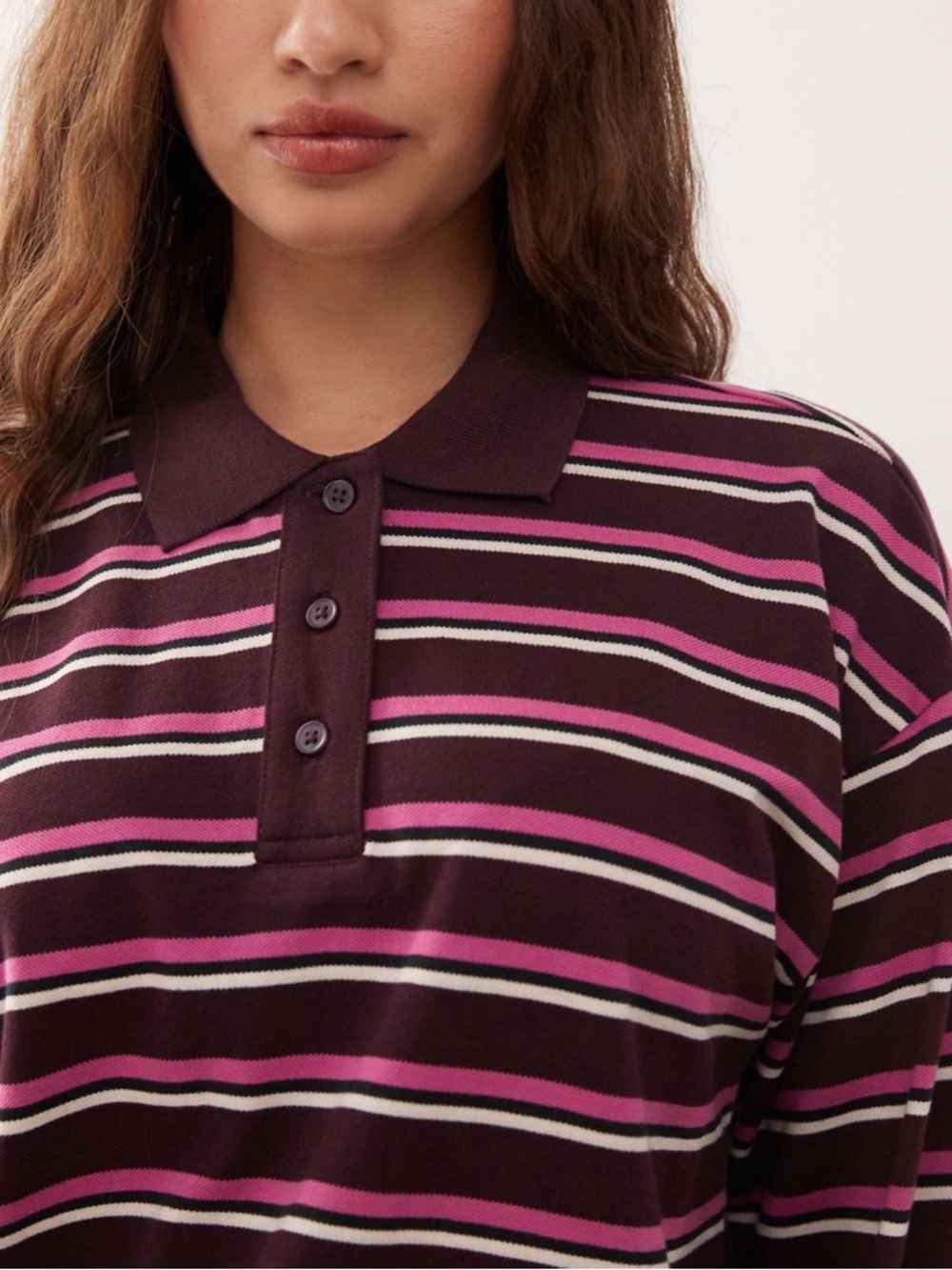 Monki Long Sleeve Striped Polo Shirt – Size XS (NWT)